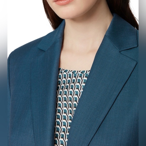 NWT Hugo Boss blue jade Janera cotton blazer US 16 lined, pockets, CLASSY $545 - Picture 3 of 16